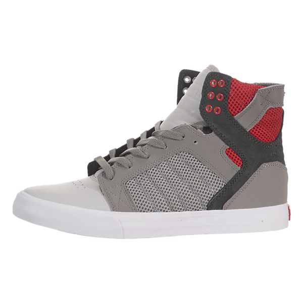 Supra Womens SkyTop High Top Shoes - Grey Red | Canada G7737-6E54